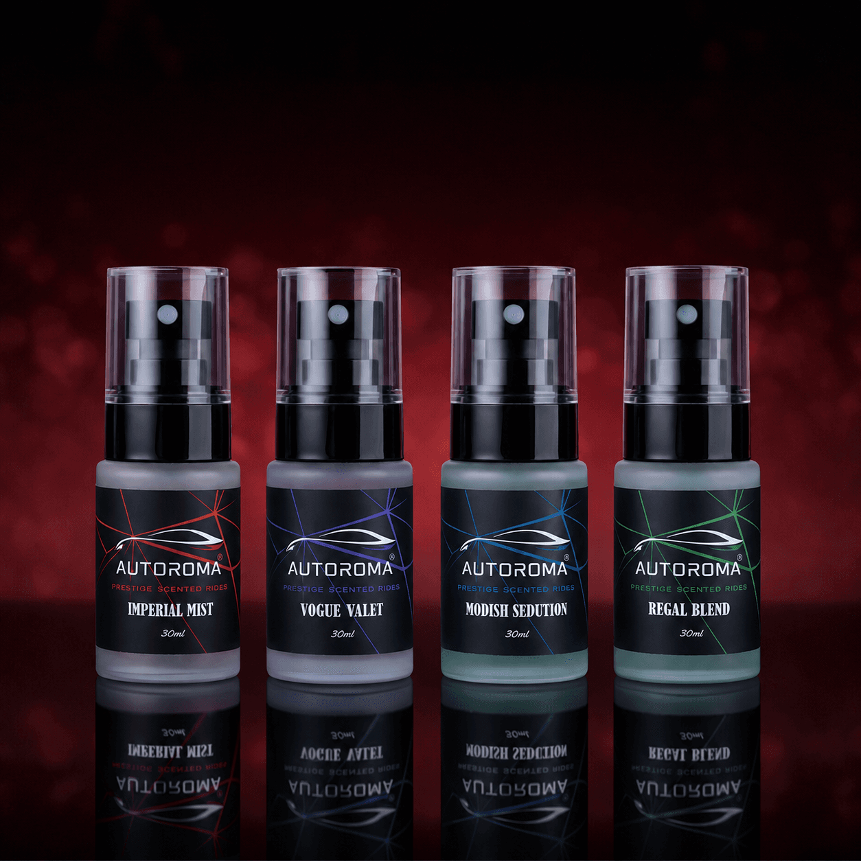 Four Autoroma car perfume fragrances